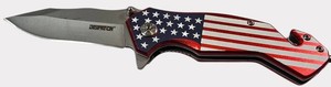 DISPATCH American Flag Folding Pocket Knife  Glass Breaker & Seatbelt Cutter  NEW