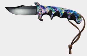 Vibrant Rainbow Marble Tactical Folding Pocket Knife  Black Blade  Belt Clip & Lanyard  NEW