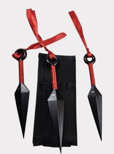 DISPATCH 3-Piece Ninja Throwing Knife Set  Black Blades, Red Wrapped Handles, Carrying Sheath & Box  NEW