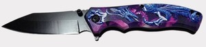 Blue Dragon Fantasy Folding Pocket Knife  Purple Handle, Black Blade & Box  NEW