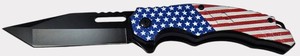 American Flag Patriotic Folding Pocket Knife  Black Tanto Blade & Box  NEW