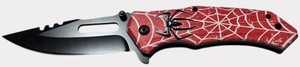 Red Spider Web Folding Pocket Knife  Black Blade, Spider Emblem & Pocket Clip  NEW