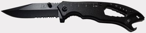 Falcon Black Tactical Folding Pocket Knife  Serrated Blade, Multi-Tool Handle & Belt Clip  NEW