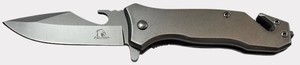 Falcon Silver Folding Rescue Pocket Knife  Seatbelt Cutter, Glass Breaker & Clip  NEW