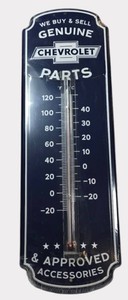 Chevrolet Genuine Parts Metal Advertising Thermometer  GM Licensed  18  NEW
