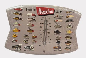 Famous Heddon Lures Fishing Thermometer Wall Sign  NEW