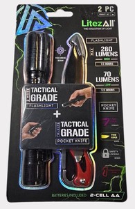 LITEZALL TACTICAL FLASHLIGHT & FOLDING POCKET KNIFE SET