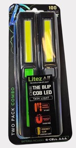 LiteZAll COB LED Task Lights 2-Pack  100 Lumens  Magnetic Mount & Pocket Clip  NEW
