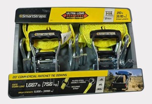 SmartStraps 20 Commercial Ratchet Tie-Down Straps  2-Pack  NEW
