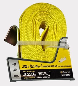 SmartStraps 30 Heavy-Duty Commercial Winch Strap with Flat Hook  3,333 lb Working Load  NEW