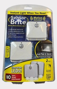 Sensor Brite Wireless Motion Activated LED Lights  2-Pack  32 Lumens  NEW