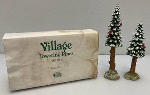 Vintage Collectible Department 56 Village Towering Pines Set Of Two In Original Box