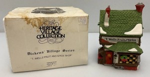 Vintage Collectible Department 56 Heritage Village Collection Dickens Village Series T. Wells Fruit And Spice ShopIn Original Box