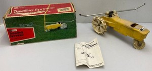 Vintage Sears Brand Cast Iron Traveling Lawn Sprinkler In Original Box