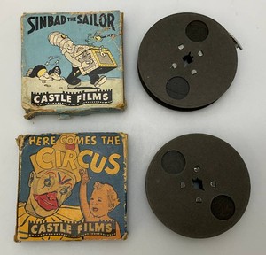 Vintage 1940s Castle Films Sinbad The Sailor 16mm Film & Here Comes The Circus 16mm Film Both In Original Boxes