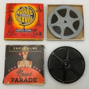 Vintage 1940s Castle Films Including News Parade And World Travel 8mm Film Both In Original Boxes