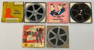 Vintage 1940s 8mm Films Including The Son Of Zorro, Laural & Hardy Live Ghosts & Barnum & Ringling Circus In Original Boxes