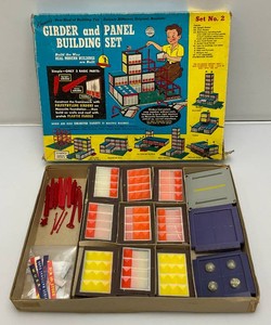 Vintage 1950s Kenner Girder & Panel Building Set In Original Box Seems Complete