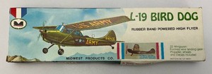 Vintage Midwest Products Co. US Army L-19 Bird Dog Rubber Band Powered Flyer (New old Stock Open Box)