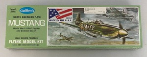 Vintage Guillows Brand North American P-51D Mustang WWII USAF Fighter Rubber Band Powered Flying Model Kit (Factory Sealed)