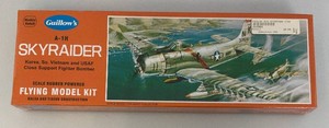 Vintage Guillows Brand North American A-1H SkyraiderKorea, So. Vietnam And USAF Fighter Bomber Rubber Band Powered Flying Model Kit (Factory Sealed)