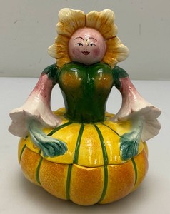 Anthropomorphic Squash Lady Vegetable People Lidded Jar Italy Horchow 6
