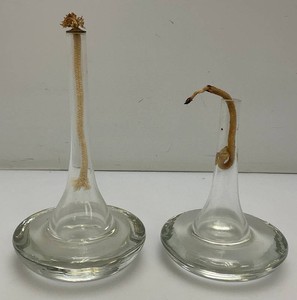 Very Unique Hand blown Glass Oil lamps 6 & 8