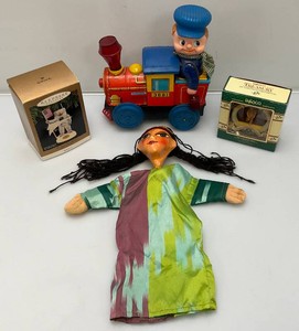 Misc. Vintage Toys Including Battery Operated Tin Litho Bump -n- Go Train And More