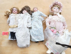 FOUR vintage dolls, Armond Marseille