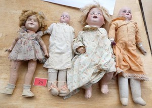 FOUR vintage dolls