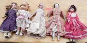 FIVE vintage and antique dolls Kppelsdorf