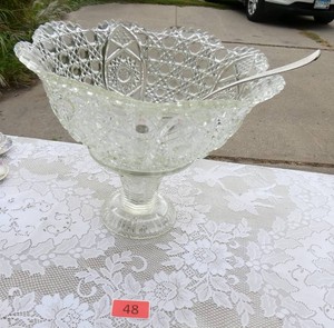 Large Glass Punch bowl and 22 cups