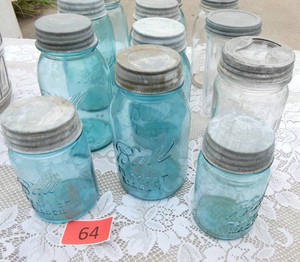 TWELVE Antique Quart canning jars with ceramic lids