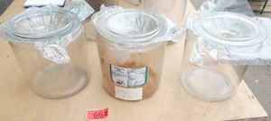 THREE nice glass jars with lids