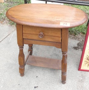 Nice small side table and rooster picture