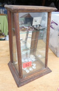 Vintage countertop Jewelry display case with contents
