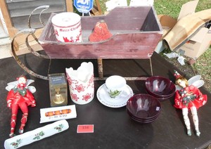 Christmas Sleigh 24x10x11, fairies, dishes and more