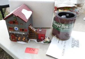 1993 Dept 56 Heritage Village Blue Star Ice Co christmas light up house and Brick Road
