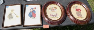 FOUR vintage pictures