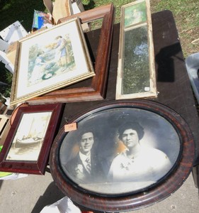 Group of vintage pictures and frames