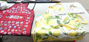 3 New Aprons - Lemon, Magnolia, Barn Quilts