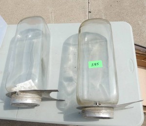 Two Vintage Large Glass Jar Dispensers