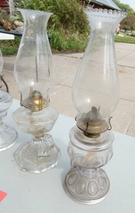 3 glass oil lamps