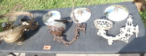 3 antique lamp fixtures with reflectors