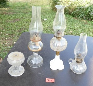Glass vintage oil lamps