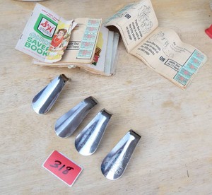 Vintage shoe horns and S&H stamp books