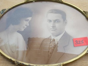 Vintage tin framed picture