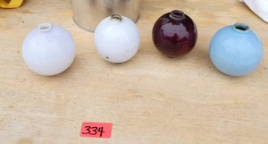 FOUR lightning rod balls, one Blue National and a rare purple, you even get the pail they were in
