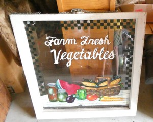 Awesome hanging window sign 28 in square Farm Fresh Vegetables