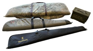 Browning & Camo Padded Gun Cases with Military Ammo Can  Lot of 4